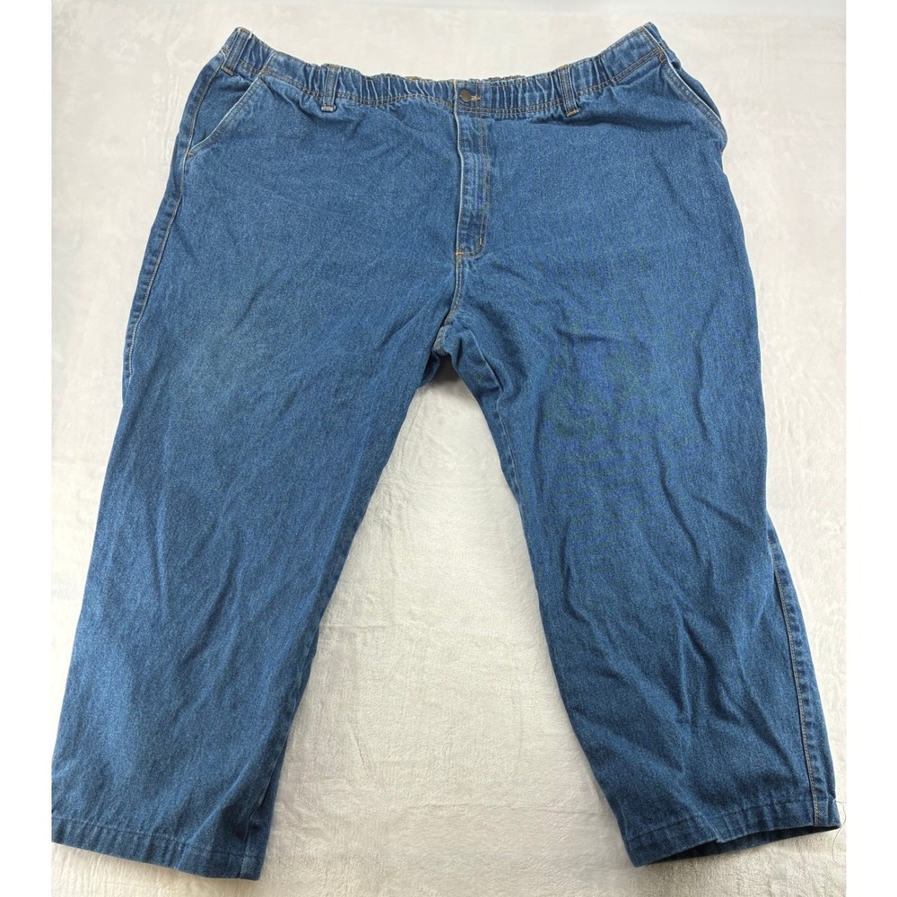 Canyon Ridge‎ Capri Womens 3X Blue Denim Elastic Waist Cropped Pants Cotton